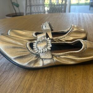 Free People Gold Embellished Flats